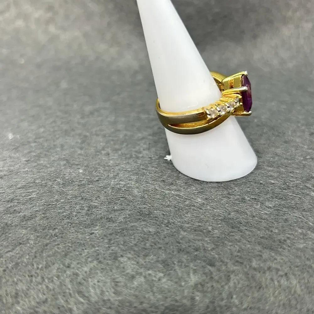 Vintage Purple Stone Ring from Thailand 4  on Each Side size 8
